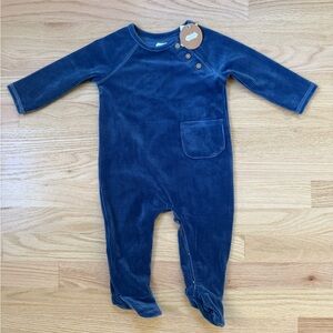 NWT - Mudpie Blue Velour Sleeper 6-9M